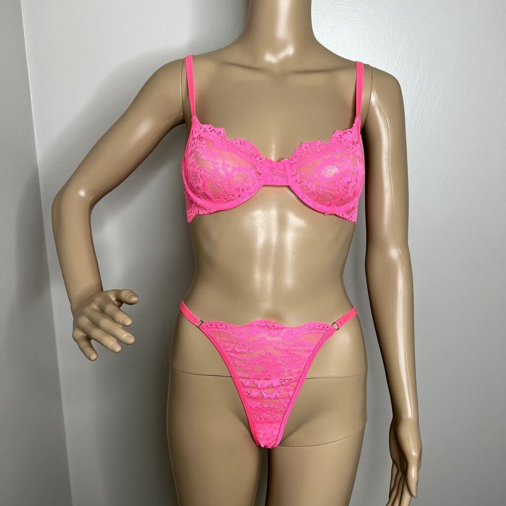 Yandy Pink Lace Two Piece Bra Panty Set